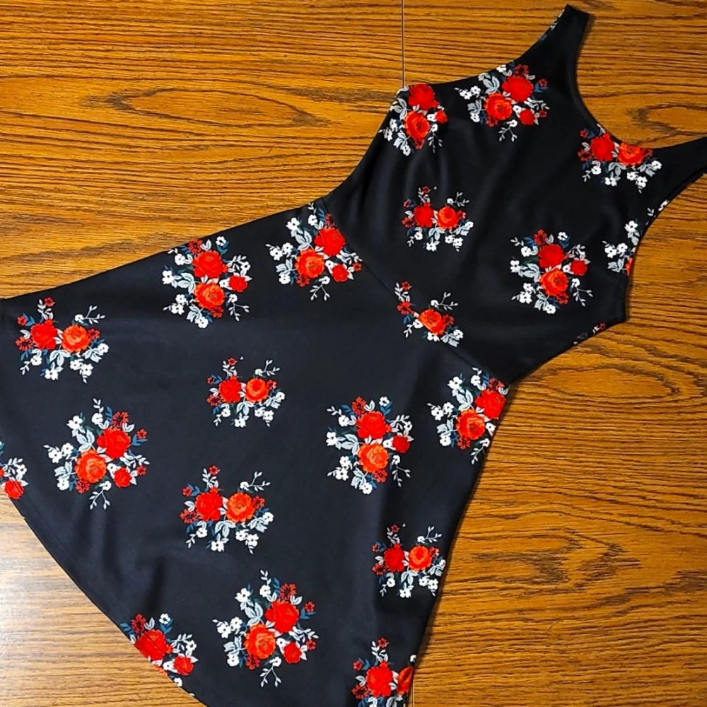 H&M - Floral Sleeveless Dress - Red Roses & Carnations - Picture 1 of 3